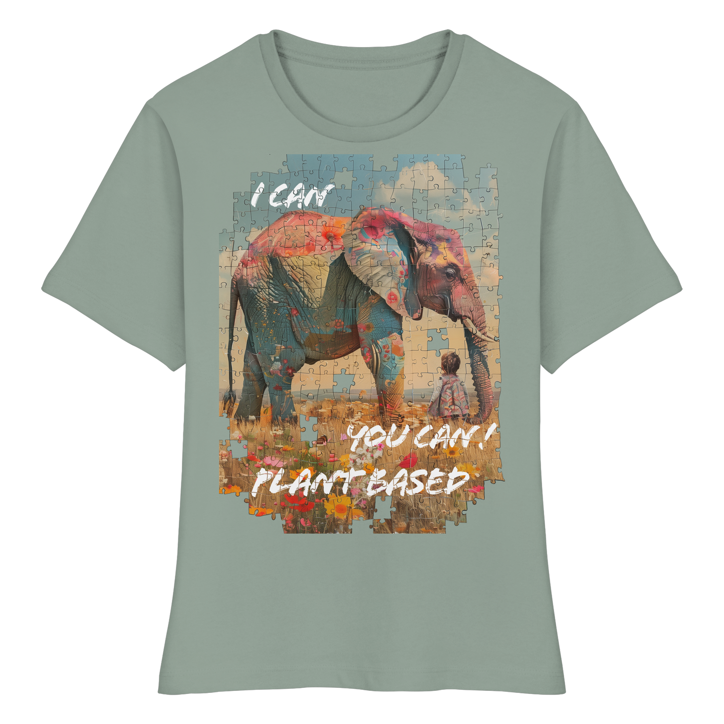 vegwear "I can you can"- eng geschnittenes Damen T-Shirt, bio, vegan