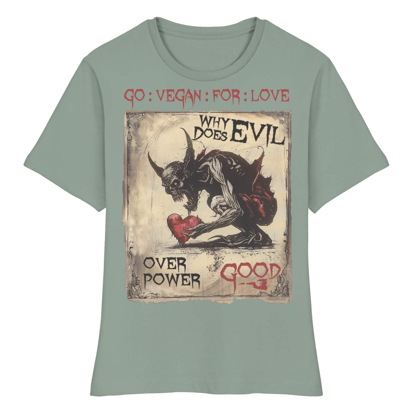 vegwear "why does evil" - eng geschnittenes Damen Bio T-Shirt