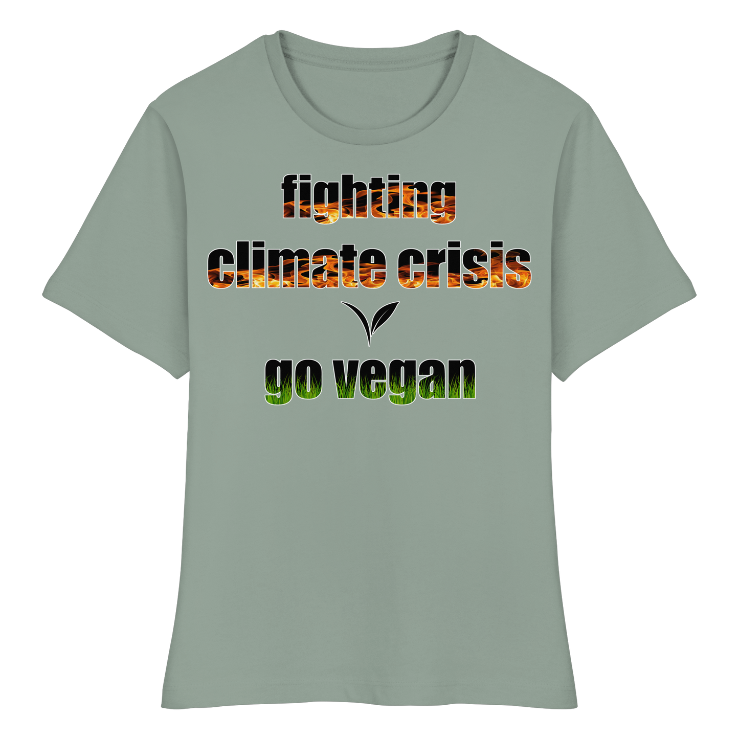 vegwear "fighting climate cirsis" - eng geschnittenes Damen Bio T-Shirt vegan & klimafreundlich