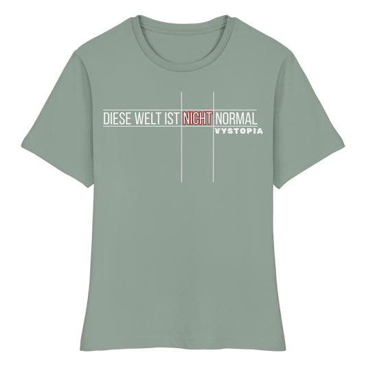 veganes eng geschnittenes Damen T-Shirt - "Diese Welt ist nicht normal" - Bio-Baumwolle - vegwear