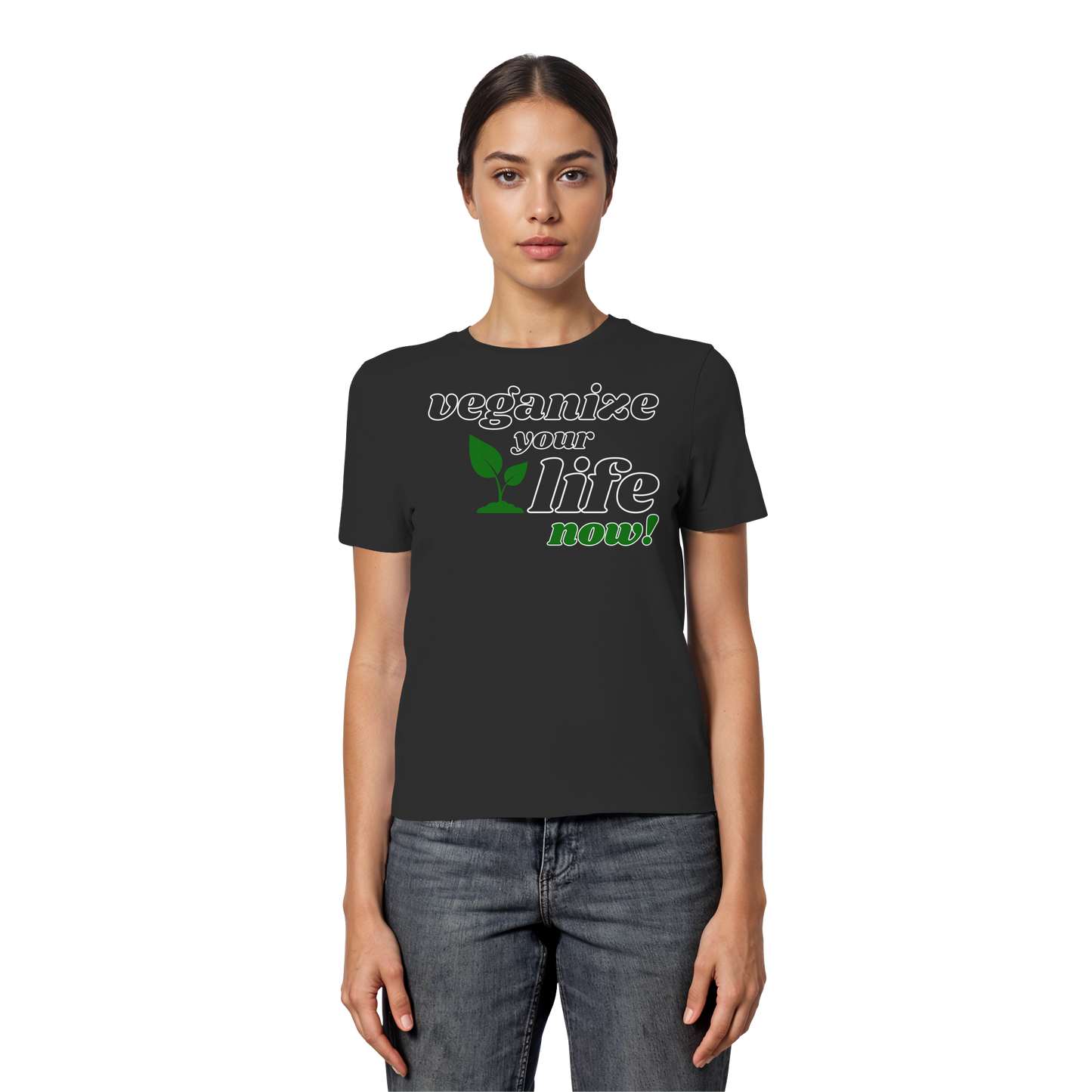 vegwear "veganize your life"  - eng geschnittenes Damen T-Shirt, bio, vegan, nachhaltig