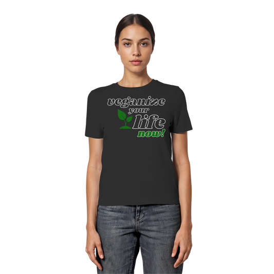 vegwear "veganize your life"  - eng geschnittenes Damen T-Shirt, bio, vegan, nachhaltig