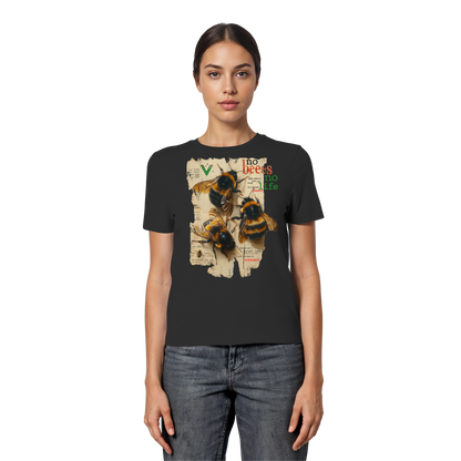 vegwear "no bees no life" - eng geschnittenes Damen T-Shirt, bio, vegan