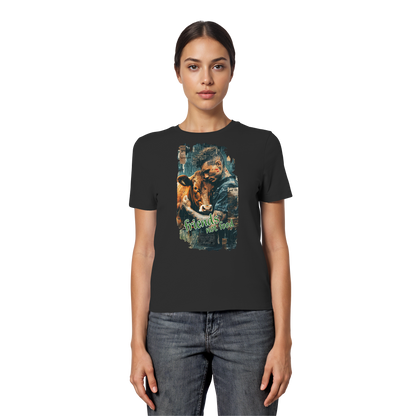 vegwear "friends not food" - eng geschnittenes Damen T-Shirt, bio, vegan