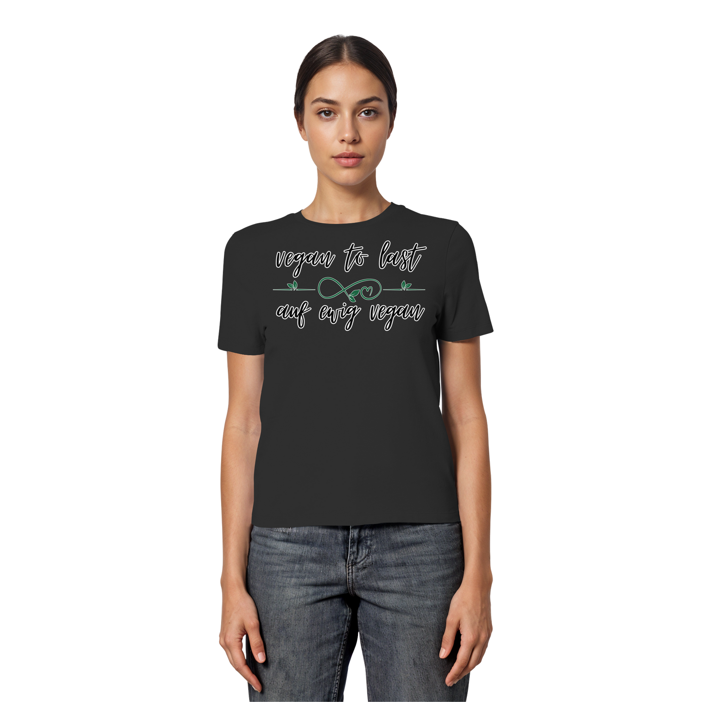 vegwear "vegan to last" - eng geschnittenes Damen T-Shirt, bio, vegan