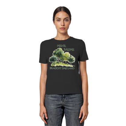 vegwear "mehr Bäume braucht das Land" - eng geschnittenes Damen Bio T-Shirt, vegan, fair, nachhaltig