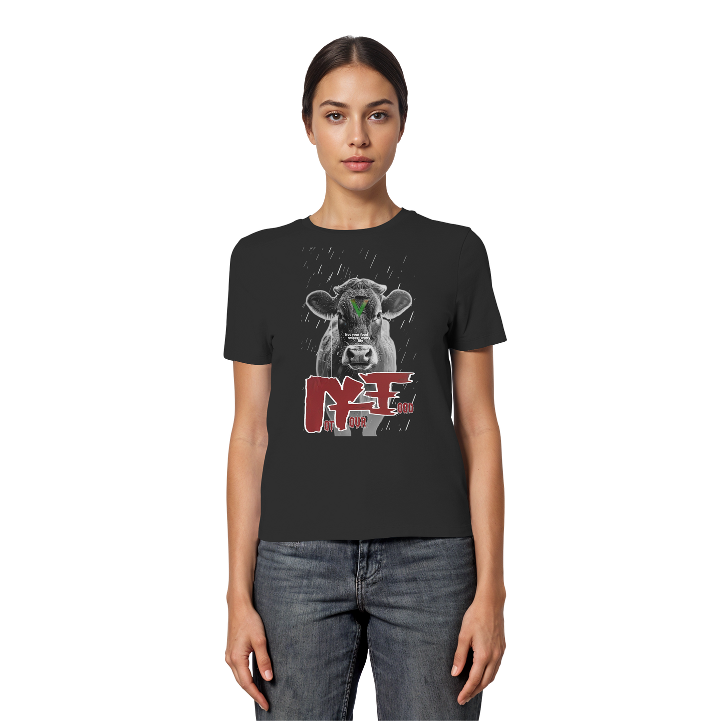 vegwear "not your food" - eng geschnittenes Damen Bio T-Shirt, vegan, fair