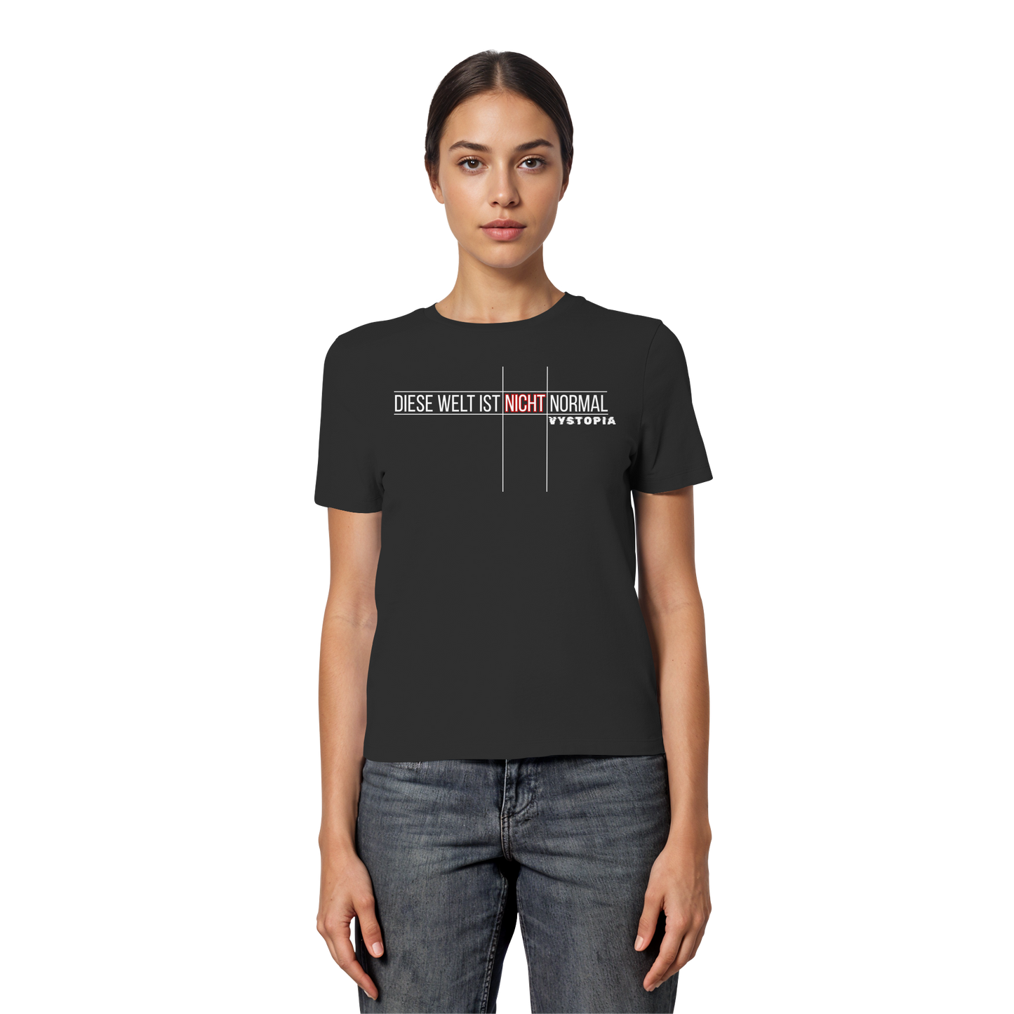 vegwear "Diese Welt ist nicht normal" - eng geschnittenes Damen Bio T-Shirt