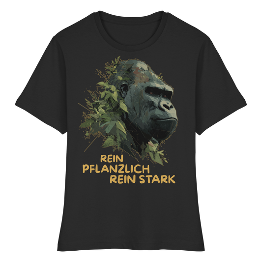 vegwear "Gorilla, rein pflanzlich rein stark" - eng geschnittenes Damen T-Shirt, bio vegan