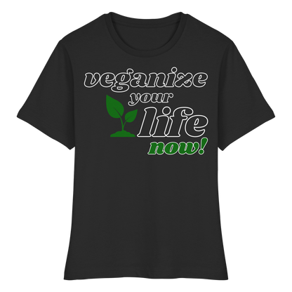 vegwear "veganize your life"  - eng geschnittenes Damen T-Shirt, bio, vegan, nachhaltig