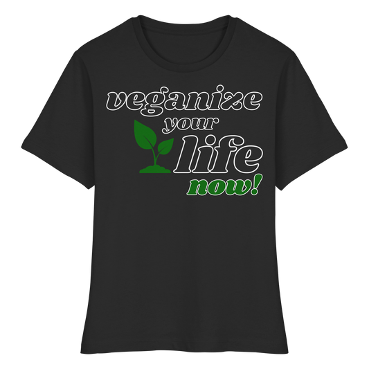 vegwear "veganize your life"  - eng geschnittenes Damen T-Shirt, bio, vegan, nachhaltig