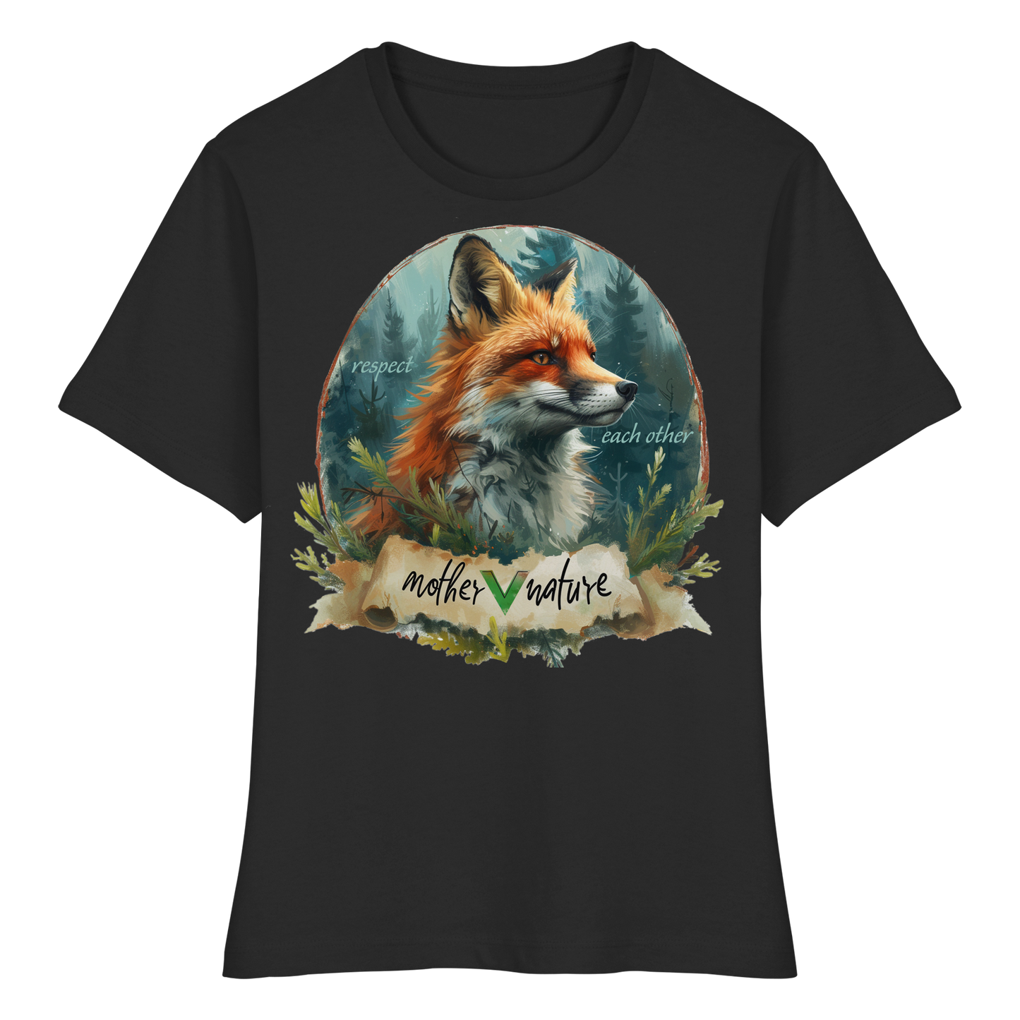 vegwear "respect each other" - eng geschnittenes Damen T-Shirt, bio, vegan