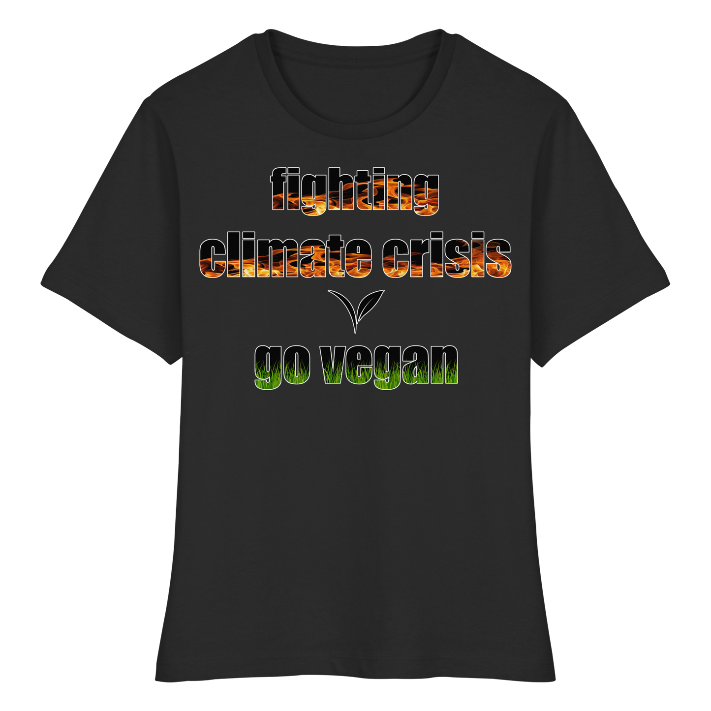 vegwear "fighting climate cirsis" - eng geschnittenes Damen Bio T-Shirt vegan & klimafreundlich