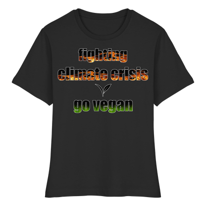 vegwear "fighting climate cirsis" - eng geschnittenes Damen Bio T-Shirt vegan & klimafreundlich