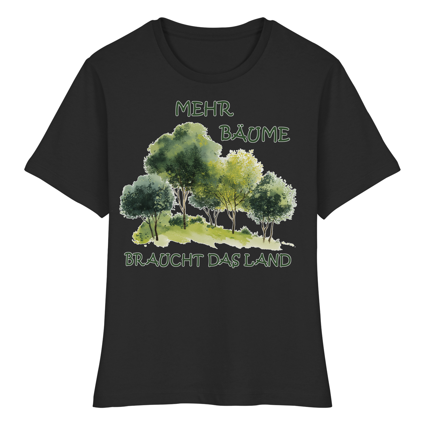 vegwear "mehr Bäume braucht das Land" - eng geschnittenes Damen Bio T-Shirt, vegan, fair, nachhaltig