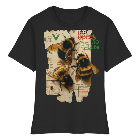 vegwear "no bees no life" - eng geschnittenes Damen T-Shirt, bio, vegan