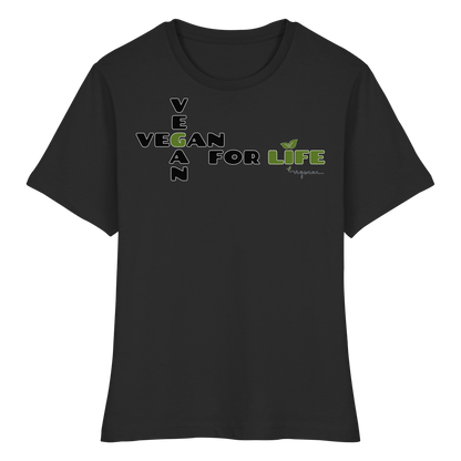 vegwear "vegan for life" - eng geschnittenes Damen T-Shirt, bio vegan fair