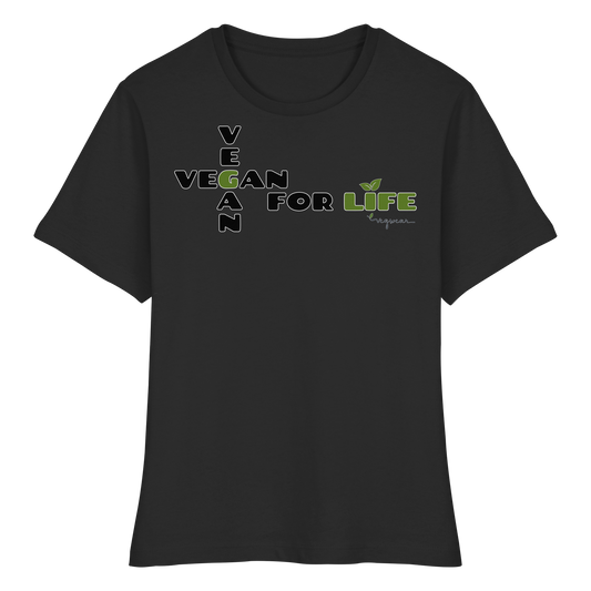 vegwear "vegan for life" - eng geschnittenes Damen T-Shirt, bio vegan fair