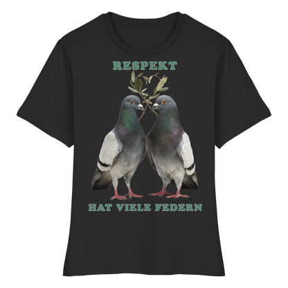 vegwear "Respekt hat viele Federn" - eng geschnittenes Damen T-Shirt