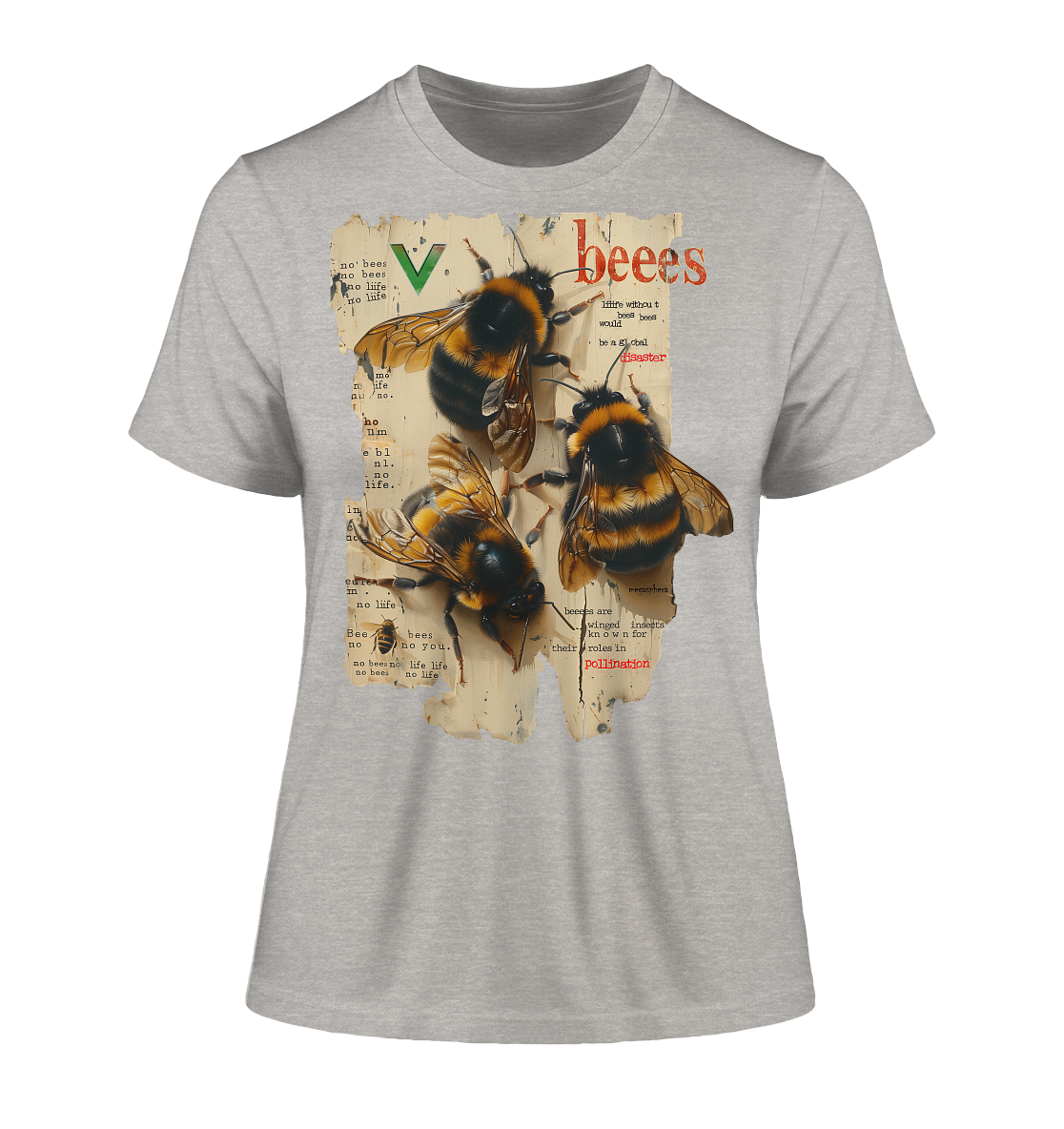 Motiv "no bees, no life" - eng geschnittenes Bio Damen T-Shirt