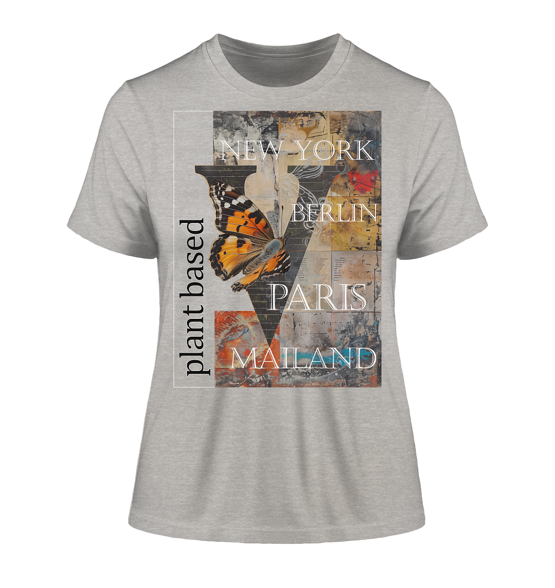 Motiv "plant based cities" - eng geschnittenes Damen Bio T-Shirt