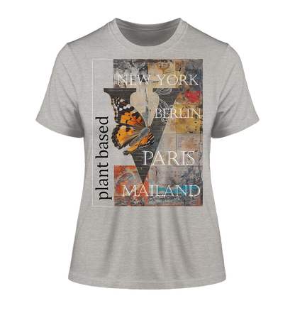 Motiv "plant based cities" - eng geschnittenes Damen Bio T-Shirt