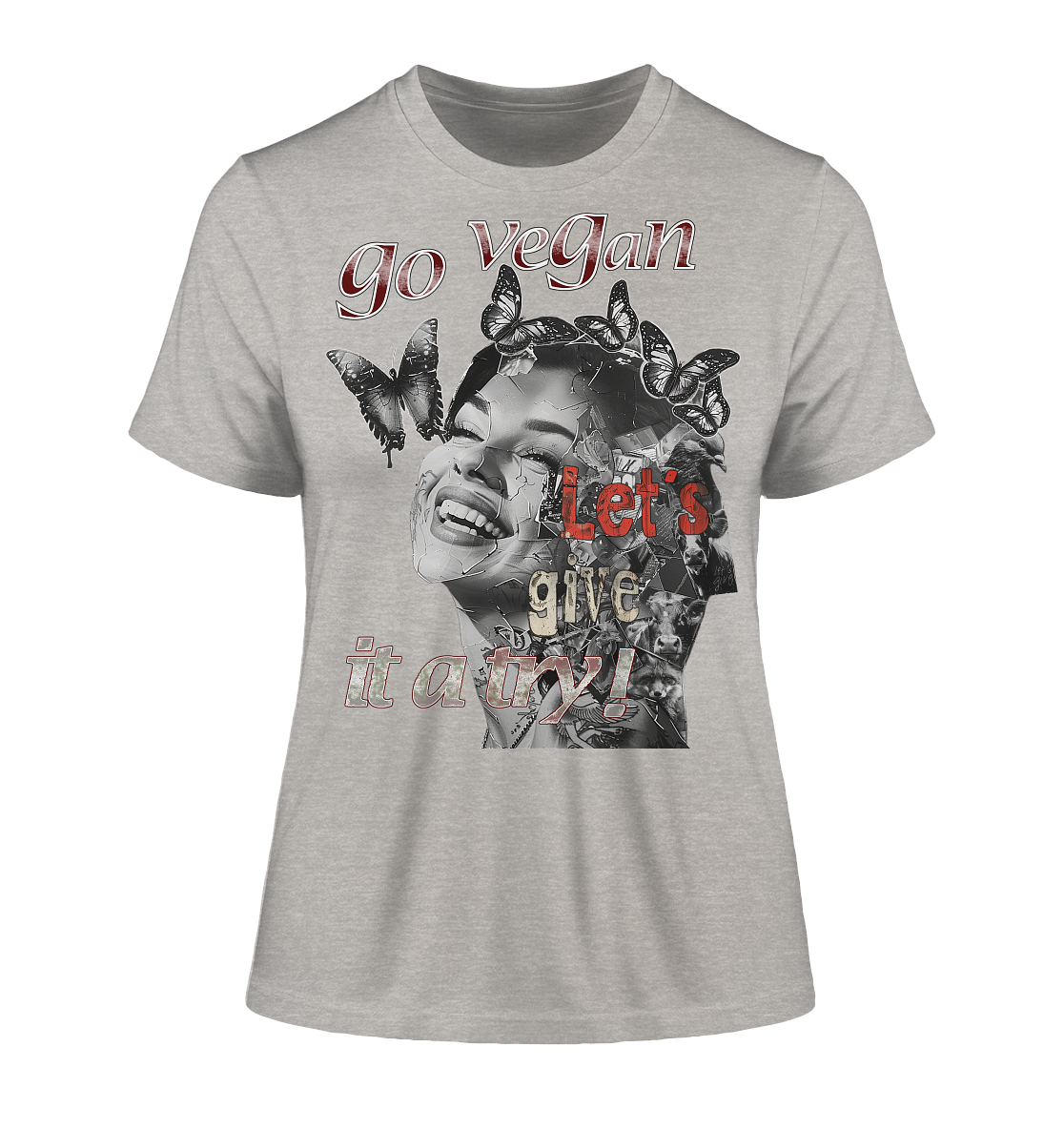 Motif "Let's give it a try" - slim-fit organic women's T-shirt