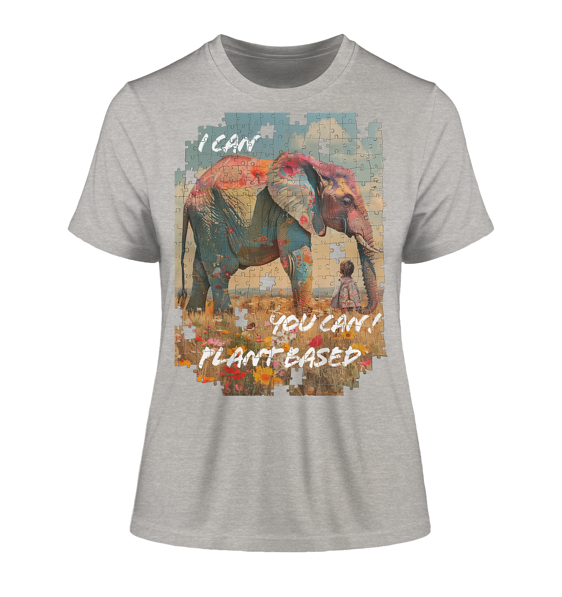 Motiv "plant based elephant" - eng geschnittenes, Bio Damen T-Shirt