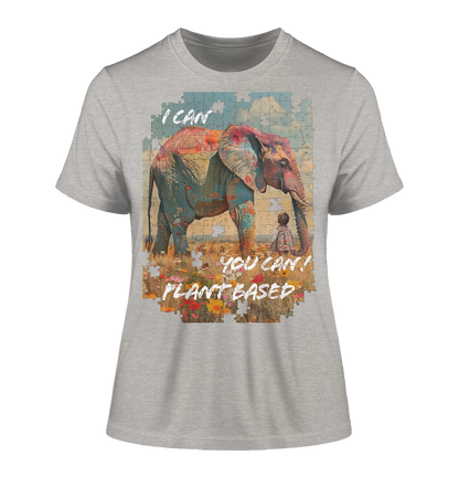 Motiv "plant based elephant" - eng geschnittenes, Bio Damen T-Shirt