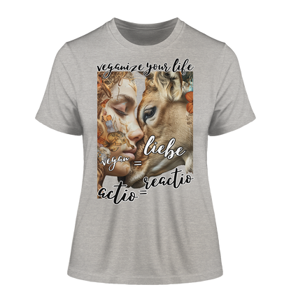 Motif "actio = reactio" - tight-fitting women's organic T-shirt