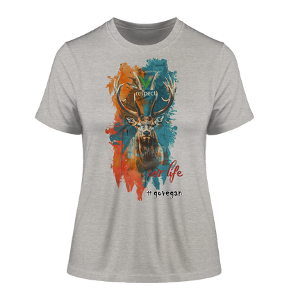 Motif "respect our life, go vegan" - tight-fitting organic women's T-shirt