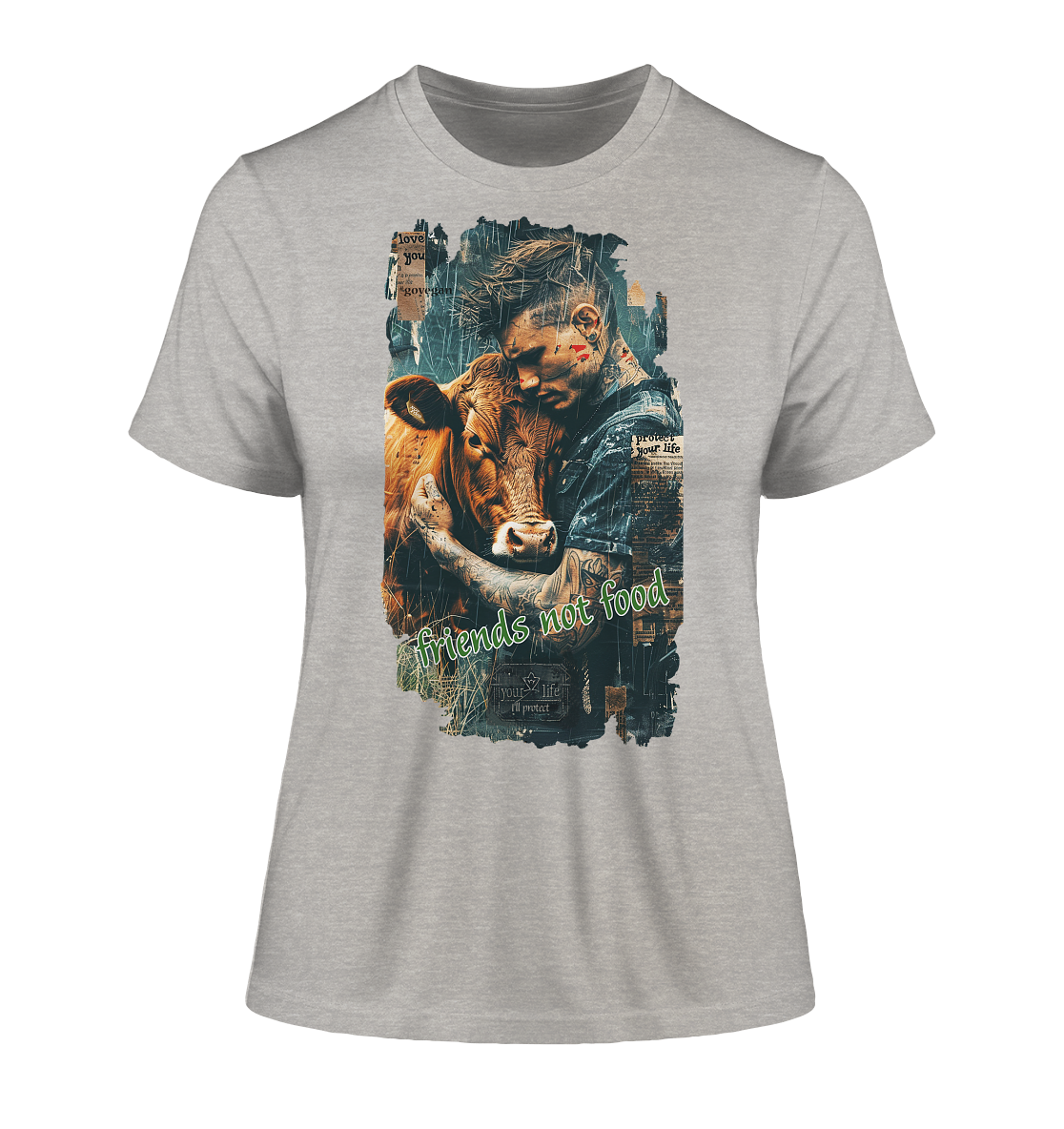Motiv "friends not food" - eng geschnittenes Damen Bio T-Shirt