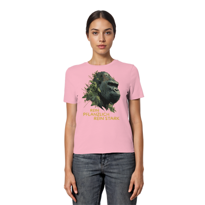 vegwear "Gorilla, rein pflanzlich rein stark" - eng geschnittenes Damen T-Shirt, bio vegan