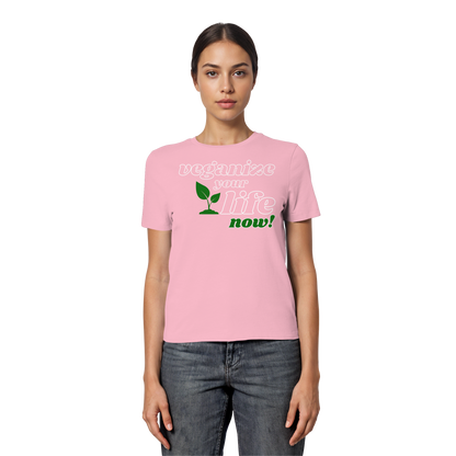 vegwear "veganize your life"  - eng geschnittenes Damen T-Shirt, bio, vegan, nachhaltig