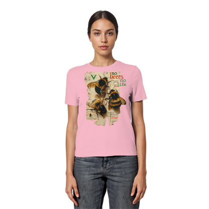 vegwear "no bees no life" - eng geschnittenes Damen T-Shirt, bio, vegan