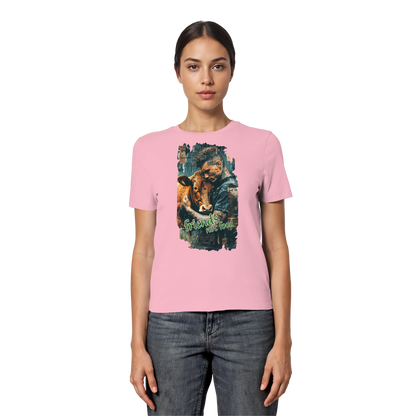vegwear "friends not food" - eng geschnittenes Damen T-Shirt, bio, vegan