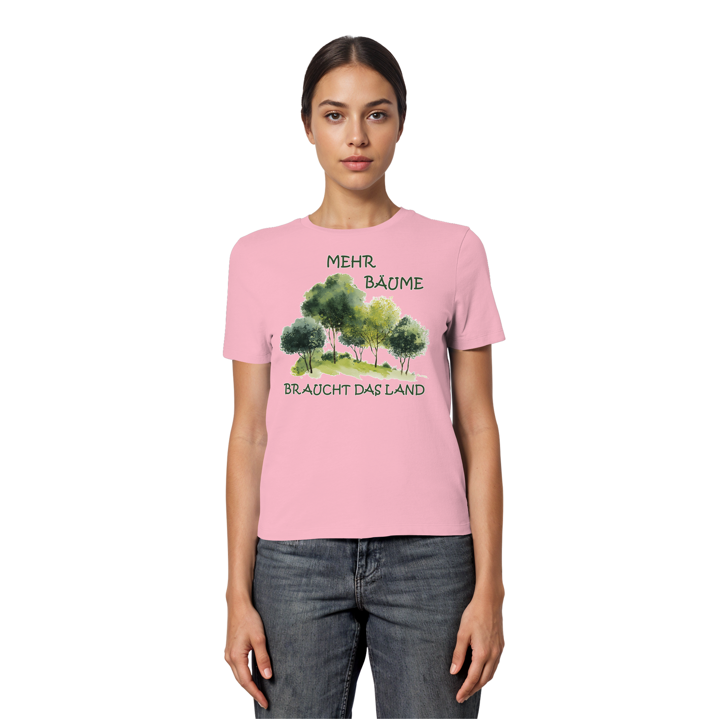 vegwear "mehr Bäume braucht das Land" - eng geschnittenes Damen Bio T-Shirt, vegan, fair, nachhaltig