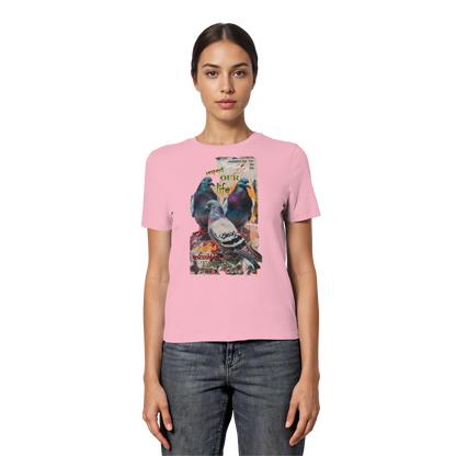 vegwear "respect our life - Tauben" - eng geschnittenes Damen Bio T-Shirt