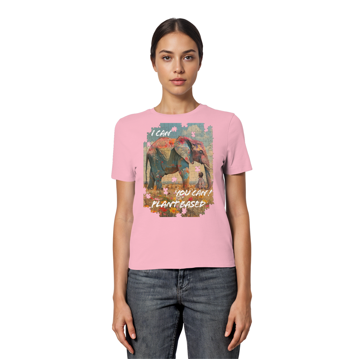 vegwear "I can you can"- eng geschnittenes Damen T-Shirt, bio, vegan