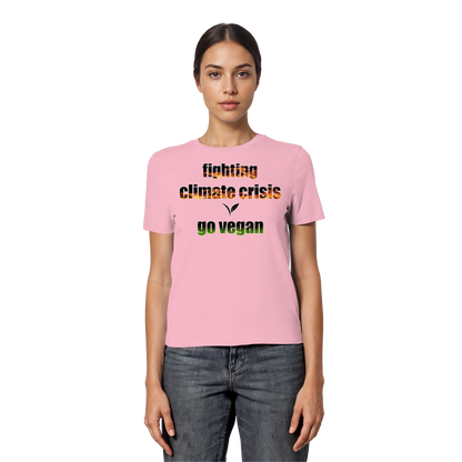 vegwear "fighting climate cirsis" - eng geschnittenes Damen Bio T-Shirt vegan & klimafreundlich