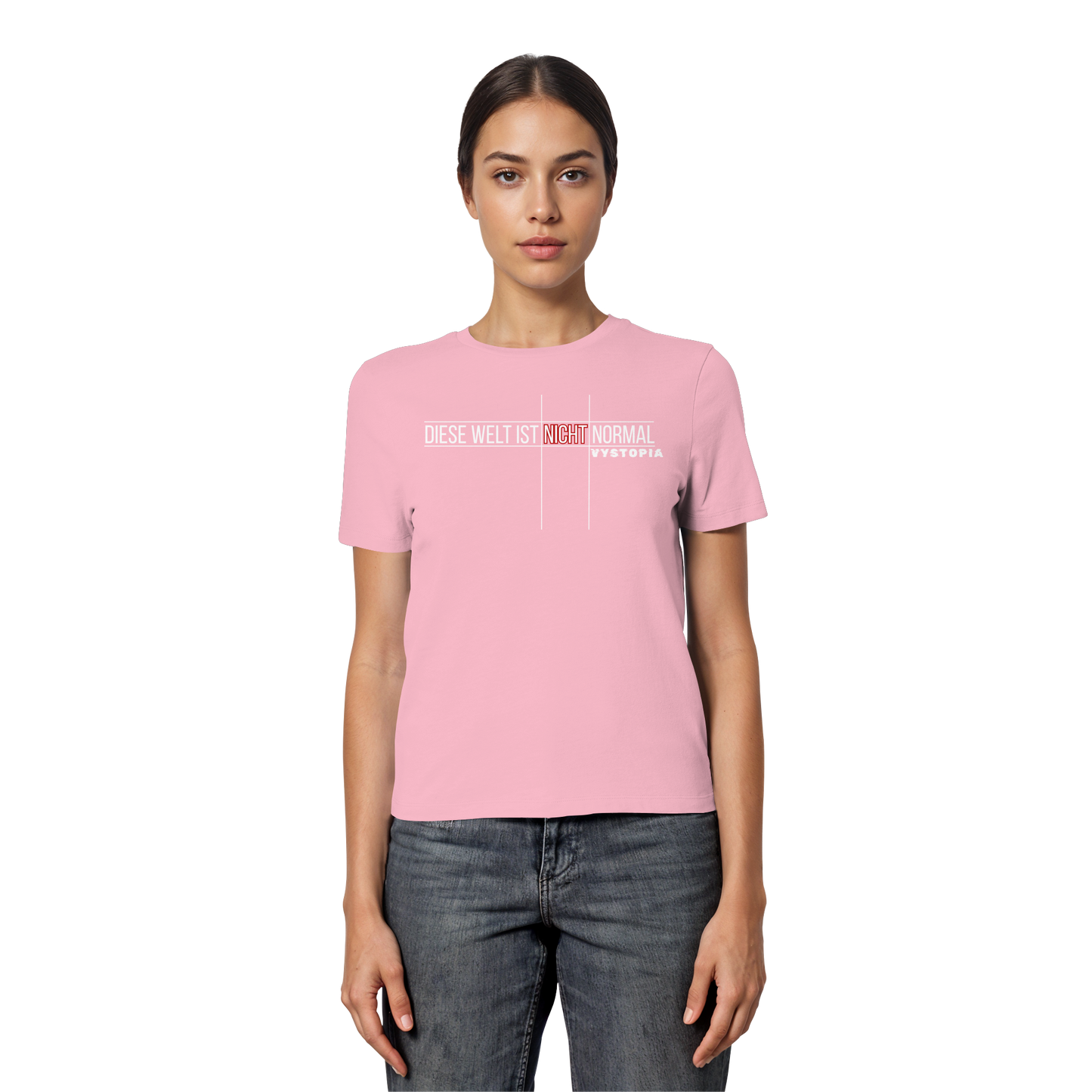 vegwear "Diese Welt ist nicht normal" - eng geschnittenes Damen Bio T-Shirt