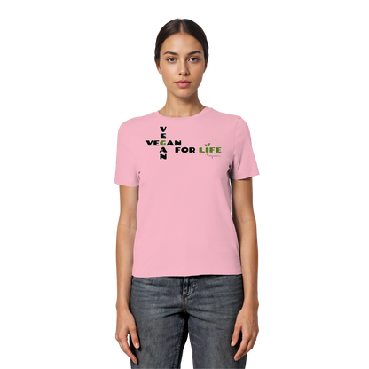 vegwear "vegan for life" - eng geschnittenes Damen T-Shirt, bio vegan fair