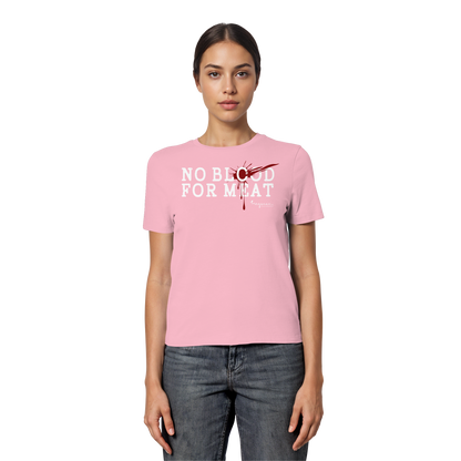 Kurzarm-T-Shirt für Damen: 'no blood for meat' T-Shirt | vegwear