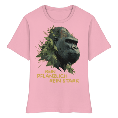 vegwear "Gorilla, rein pflanzlich rein stark" - eng geschnittenes Damen T-Shirt, bio vegan