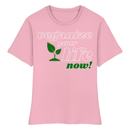 vegwear "veganize your life"  - eng geschnittenes Damen T-Shirt, bio, vegan, nachhaltig