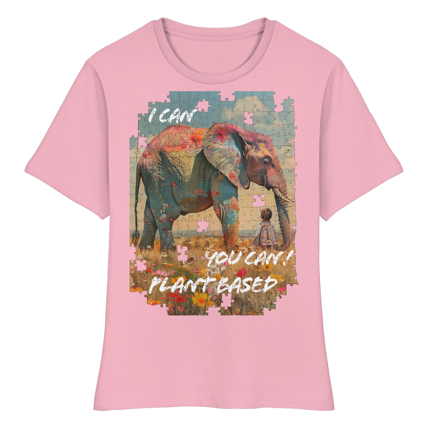 vegwear "I can you can"- eng geschnittenes Damen T-Shirt, bio, vegan