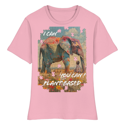 vegwear "I can you can"- eng geschnittenes Damen T-Shirt, bio, vegan