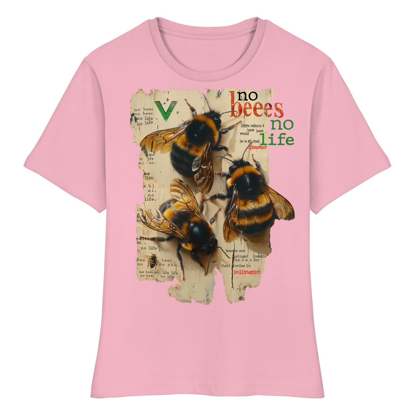 vegwear "no bees no life" - eng geschnittenes Damen T-Shirt, bio, vegan