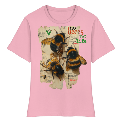 vegwear "no bees no life" - eng geschnittenes Damen T-Shirt, bio, vegan