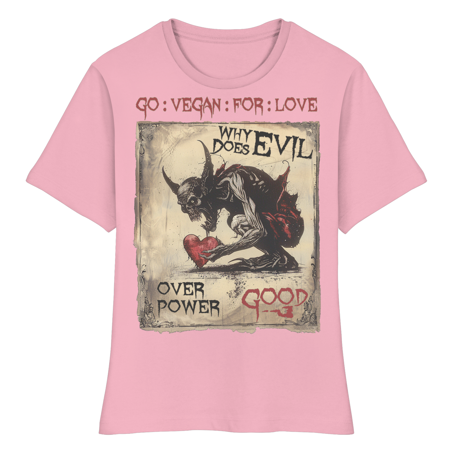 vegwear "why does evil" - eng geschnittenes Damen Bio T-Shirt